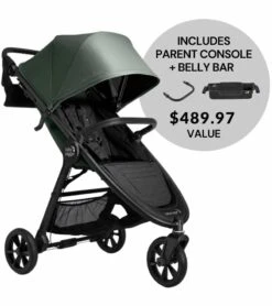 Baby Jogger City Mini GT2 Single Stroller + Parent Console + Belly Bar - Briar Green