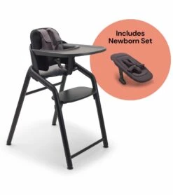 Bugaboo Giraffe Complete High Chair + Newborn Set Bundle - Black / Tornado Grey