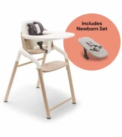Bugaboo Giraffe Complete High Chair + Newborn Set Bundle - Neutral Wood / White / Polar White
