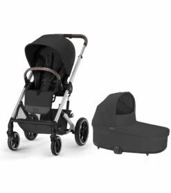 Cybex Balios S Lux 2 Stroller + Cot S Lux 2 Bundle - Silver Frame / Moon Black