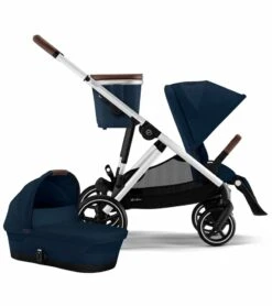 Cybex Gazelle S 2 Stroller + Cot Bundle - Silver Frame / Ocean Blue