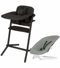 Cybex Lemo 1.5 High Chair + Bouncer Bundle - Infinity Black / Storm Grey