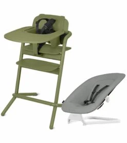 Cybex Lemo 1.5 High Chair + Bouncer Bundle - Outback Green / Storm Grey