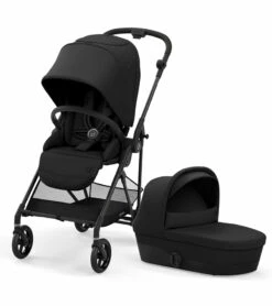 Cybex Melio Carbon 2.0 Stroller + Cot Bundle - Deep Black (Albee Exclusive)