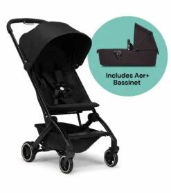 Joolz Aer+ Lightweight Compact Stroller + Bassinet Bundle - Refined Black