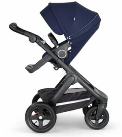 Stokke Trailz All-Terrain Stroller - Black/Black Leatherette/Deep Blue