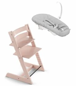 Stokke Tripp Trapp Chair + Newborn Set Bundle - Serene Pink