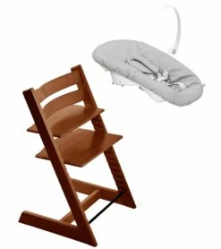 Stokke Tripp Trapp Chair + Newborn Set Bundle - Walnut Brown