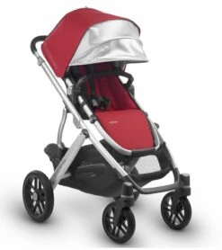 UPPAbaby 2018 / 2019 Vista Stroller - Denny (Red/Silver/Black Leather) OPEN BOX RETURN -Babyzen || Stokke || CHICCO Sales uppababy 2018 2019 vista stroller denny red silver black leather open box return 30