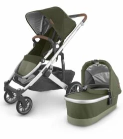 UPPAbaby Cruz V2 Stroller + Bassinet - Hazel (Olive/Silver/Saddle Leather)