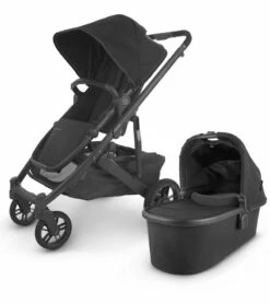 UPPAbaby Cruz V2 Stroller + Bassinet - Jake (Black/Carbon/Black Leather)