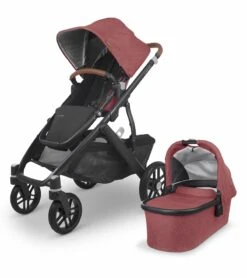 UPPAbaby Vista V2 Single-to-Double Stroller - Lucy (Rosewood Melange / Carbon / Saddle Leather)